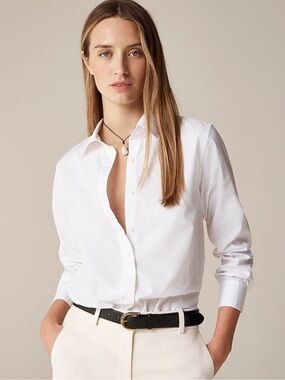 NWT J. crew White Jules classic-fit Button Down shirt in cotton poplin Sz 8
